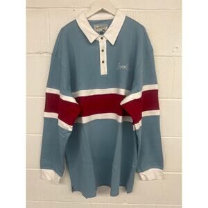 New nwt Bogey boys Sz 3x blue red long sleeve polo mid stripe tee tshirt